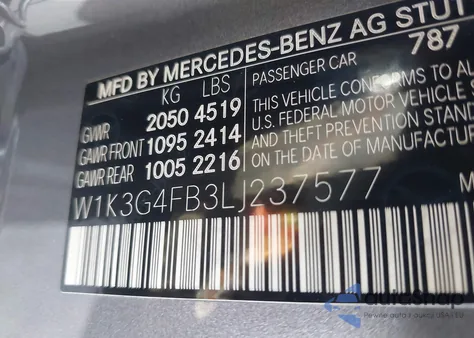 2020 Mercedes-Benz A 220 4Matic z USA, uszkodzony, nr VIN W1K3G4FB3LJ237577